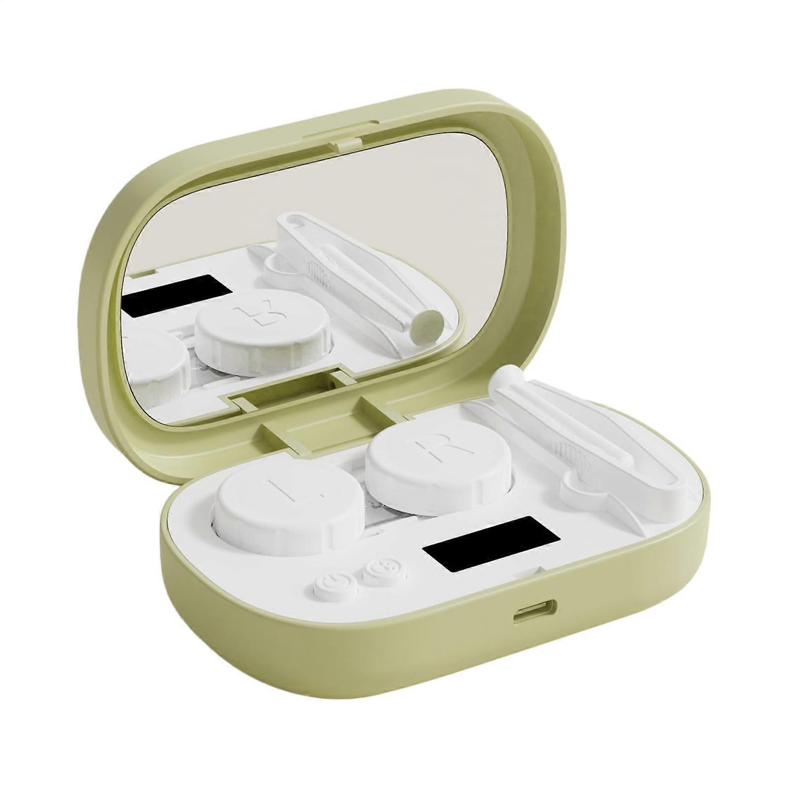 Ultrasonic Lens Cleaner Machine, Soft Lens Care Device, 5 Intelligent Modes, Rechargeable, Soaking Solution, Green