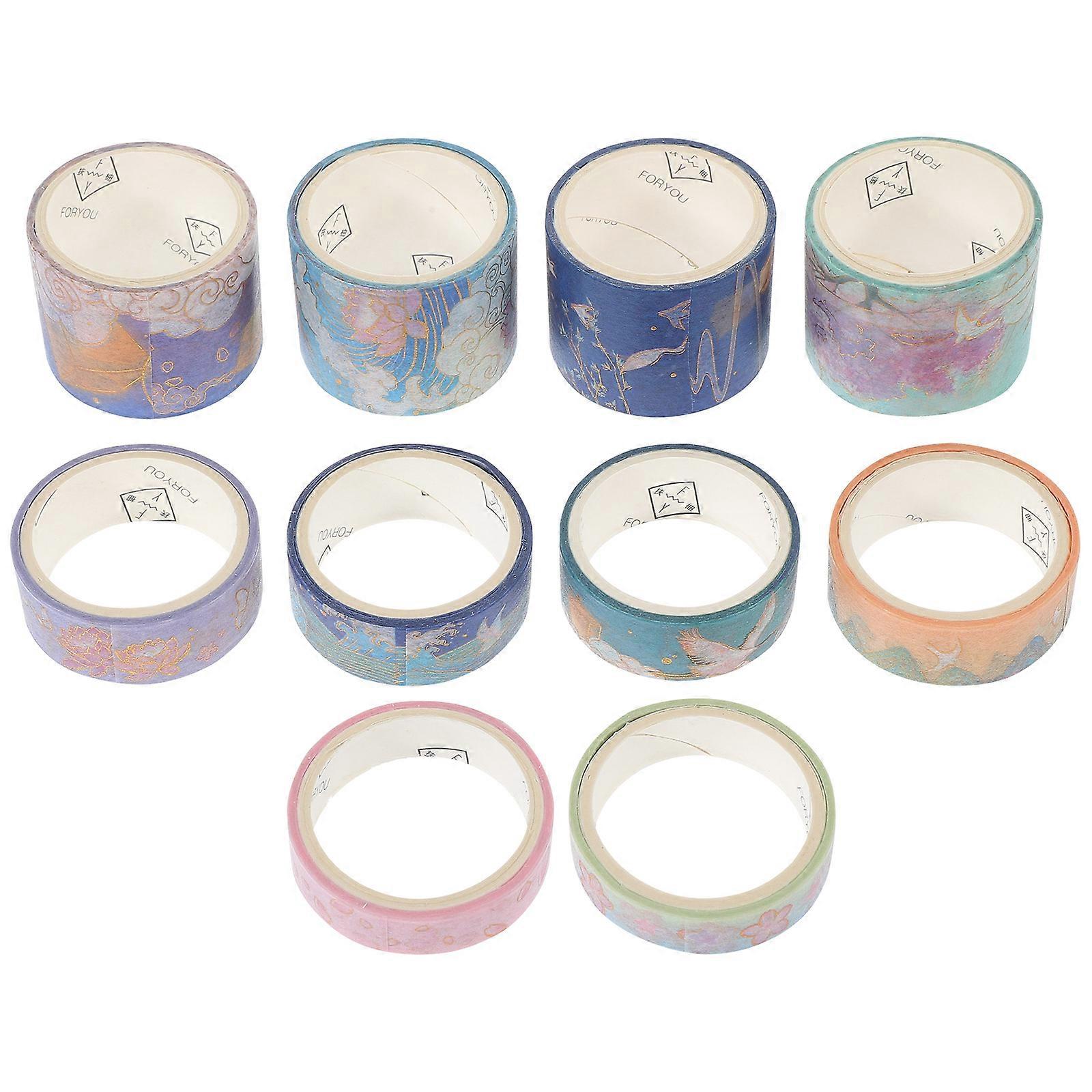 10 Rolls Foil Washi Tape Decorative Craft Adhesive for Scrapbooking, DIY Journals, Wrapping, , Calendars, and Creative Art Projects