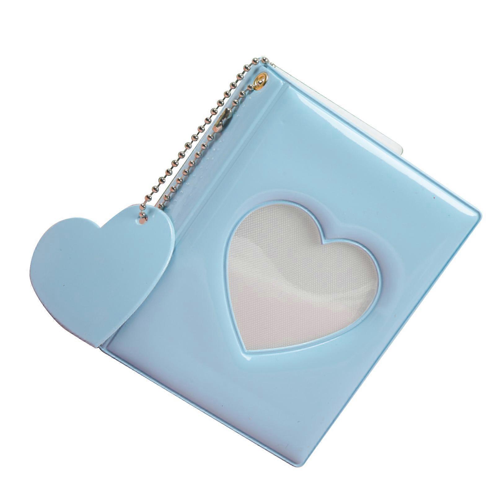 Pockets Photo Album Hollow Heart Cover DIY Making 3in Single Compartment PVC Pure Color Simple Style Picture Book Blue 