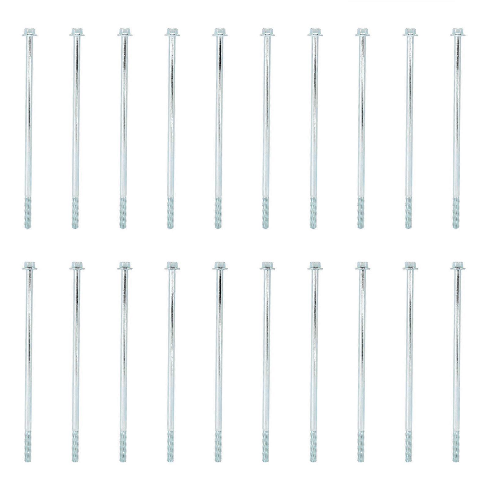20Pcs M6x160 Long Screw Iron Hex Flange Threaded Bolt Fastener Hardware Accessory