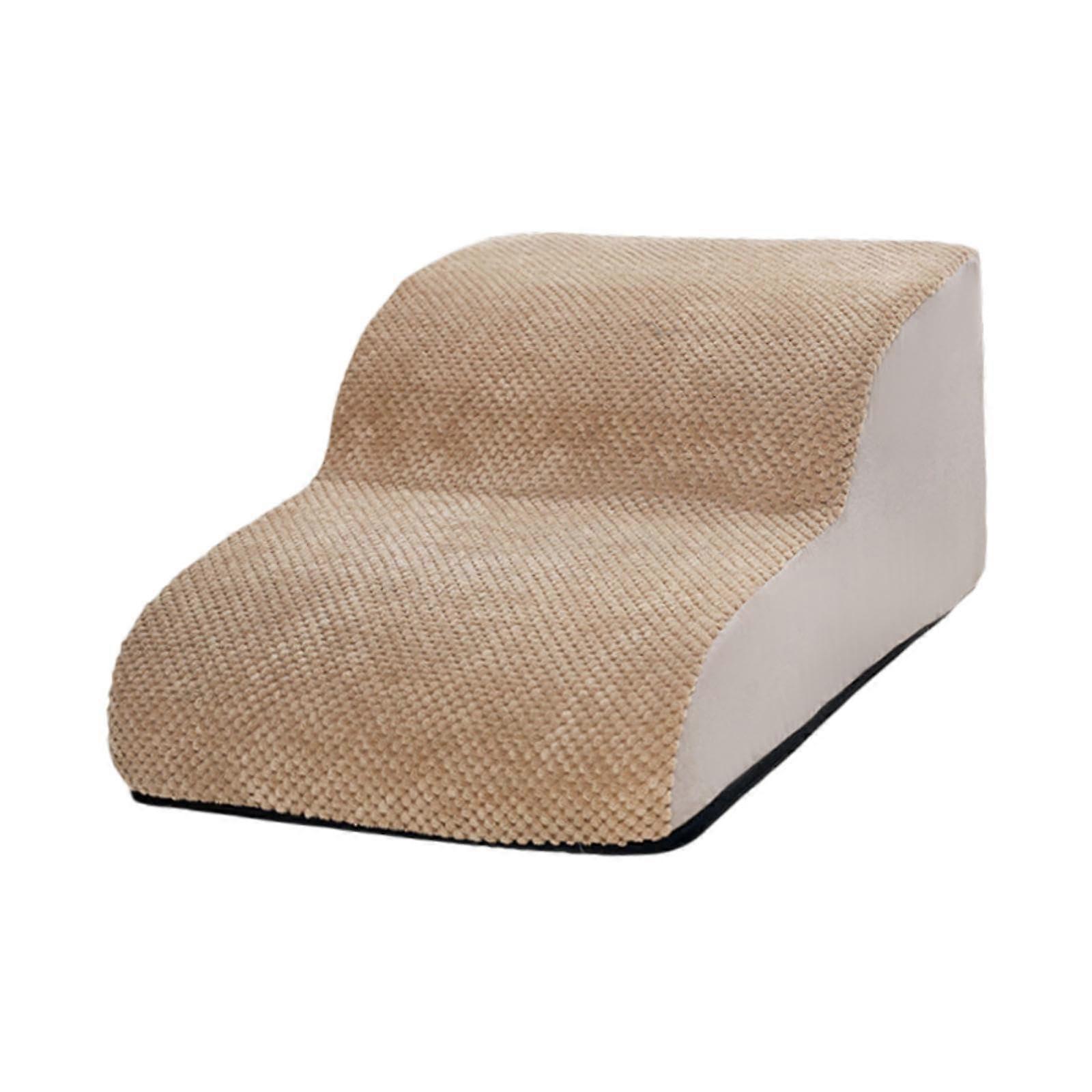 Dog Stairs Pet Steps Not Smooth Soft with Removable Washable Cover 2 Steps Dog Ramp for Small Pets Puppies Cats Older, Beige