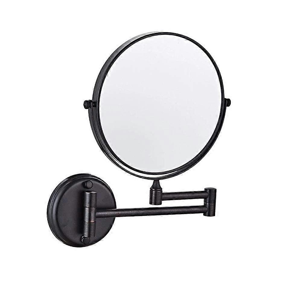 Wall-Mounted Makeup Mirror, Round, Dual-Sided, 3x Magnification, Swivel and Extendable, Chrome Finish, 20.3 cm Diameter