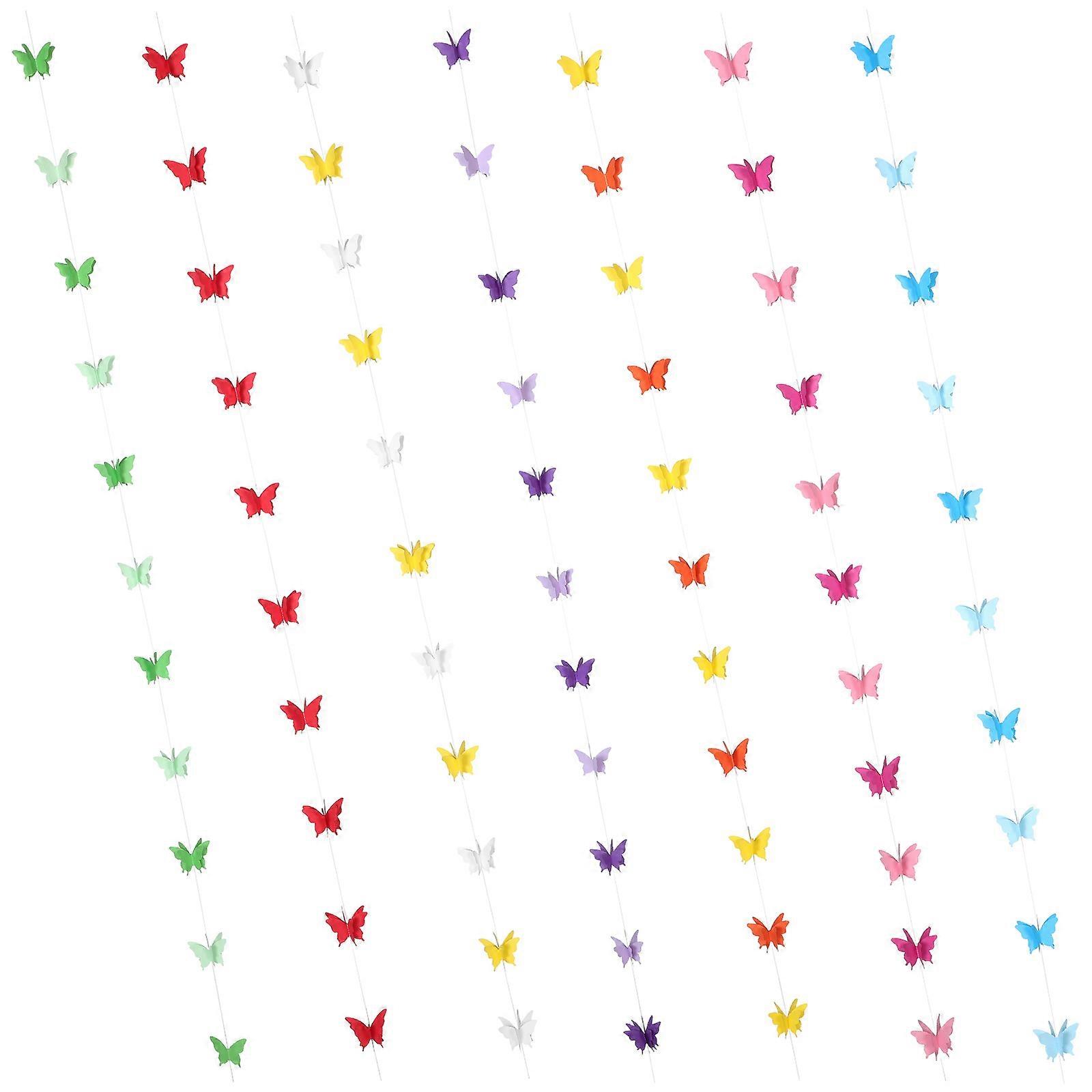 Paper Butterfly String Decorations 200.00X7.50CM Birthday 7Pcs