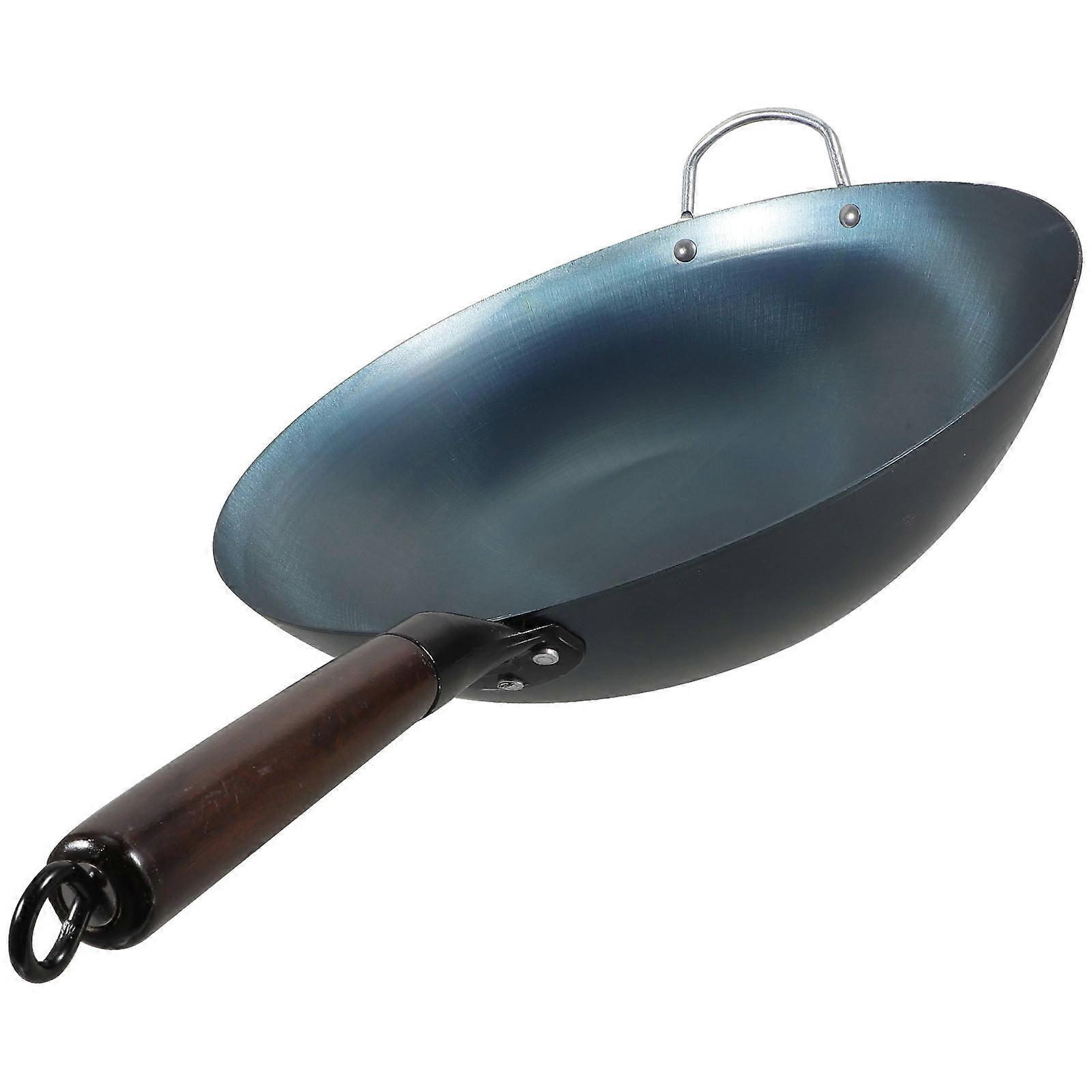 Thickened Traditional Iron Wok with Handle – Non Stick, Multi Functional for Frying, Boiling, Steaming on Gas Stoves – Home Kitchen Cookware