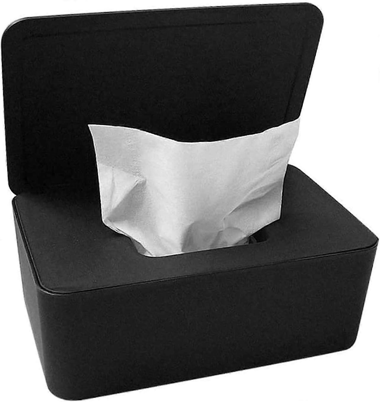 2025 Tissue Box Holder with Lid - Damp & Wet Wipes Dispenser for Baby, Dustproof Storage Box with Towel Extraction in Stylish Black