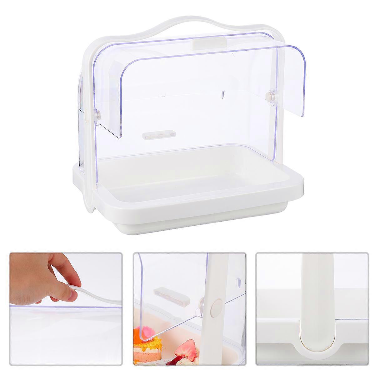 Dessert Display Tray Portable Plastic Cake Tasting Container Dust-Proof Hand-Held Clamshell Storage Box For Baking Picnic Use 1Pcs