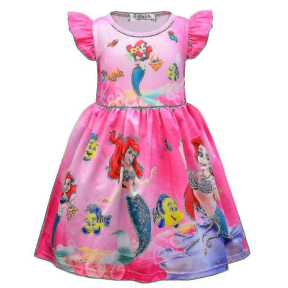 أطفال بنات حورية البحر ارييل الأميرة اللباس الصيف عارضة حزب قصيرة الأكمام ألف خط Dresses_xm2f