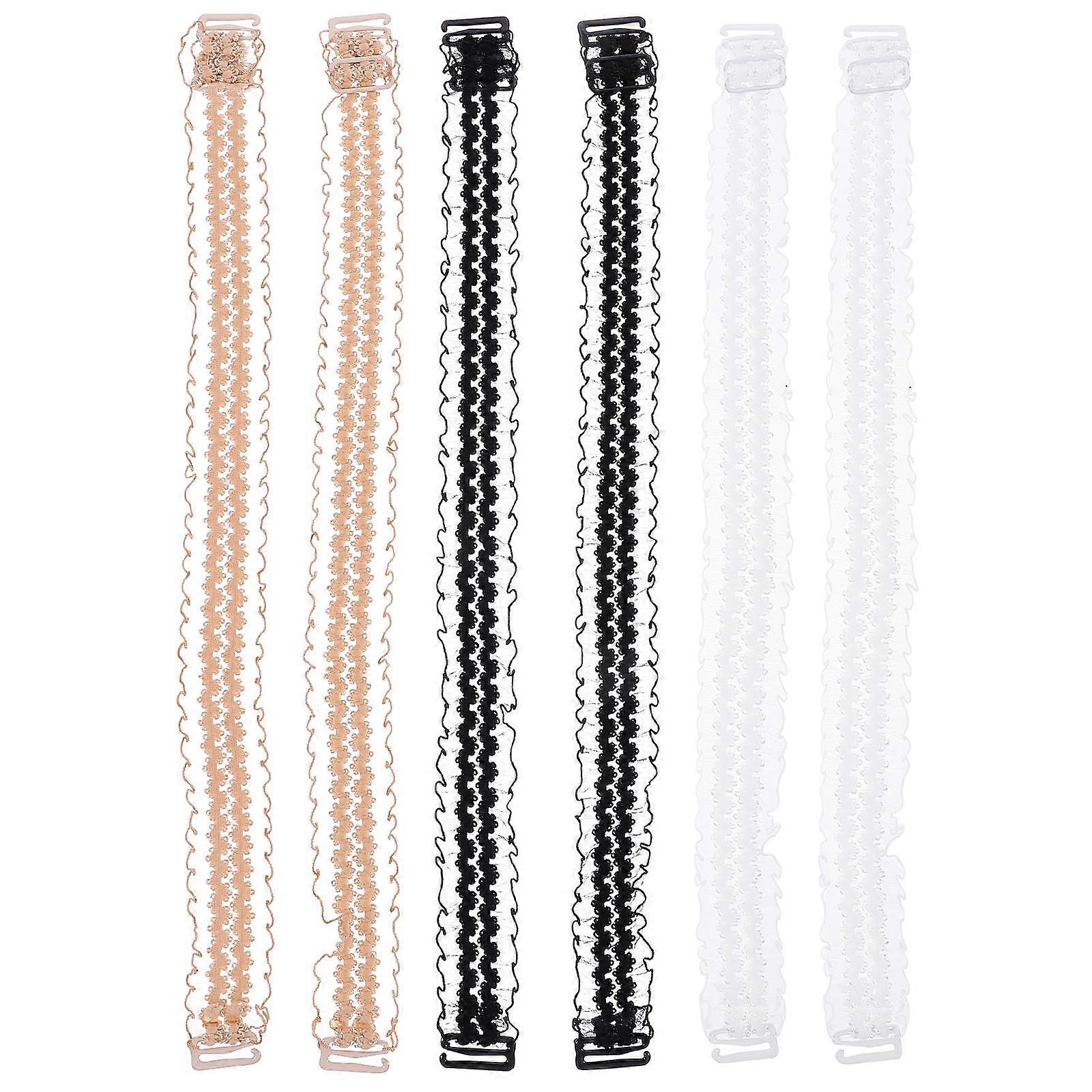3 Pairs Women's Lace Shoulder Straps Replacement Elastic Ruffle Edge, Skin Tone, Non Slip & Durable Underwear Straps