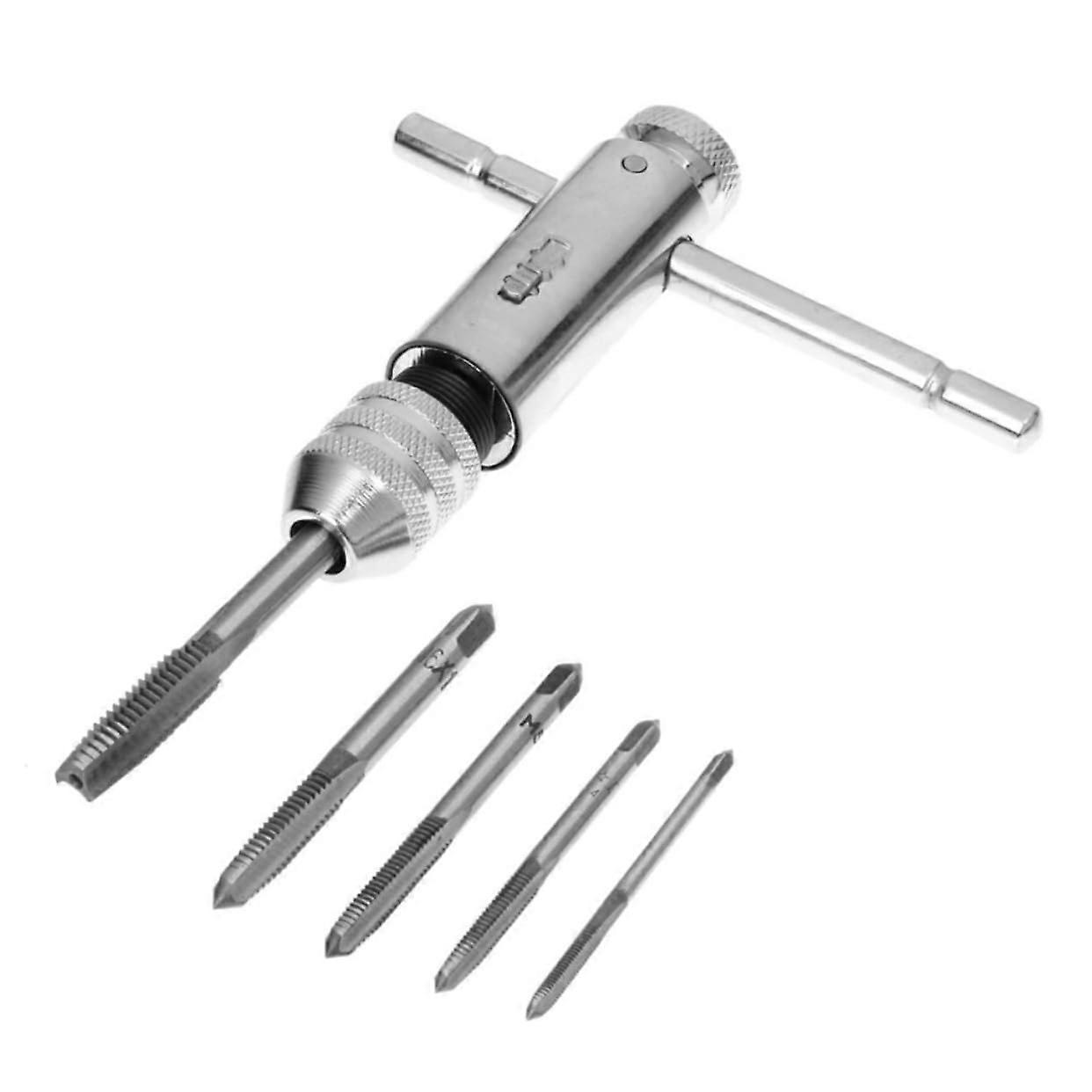 Adjustable T Handle Tap Ratchet Hand Tap With 5-Piece Set-Screw Pins For Precise Drilling And Tapping For Metalworking