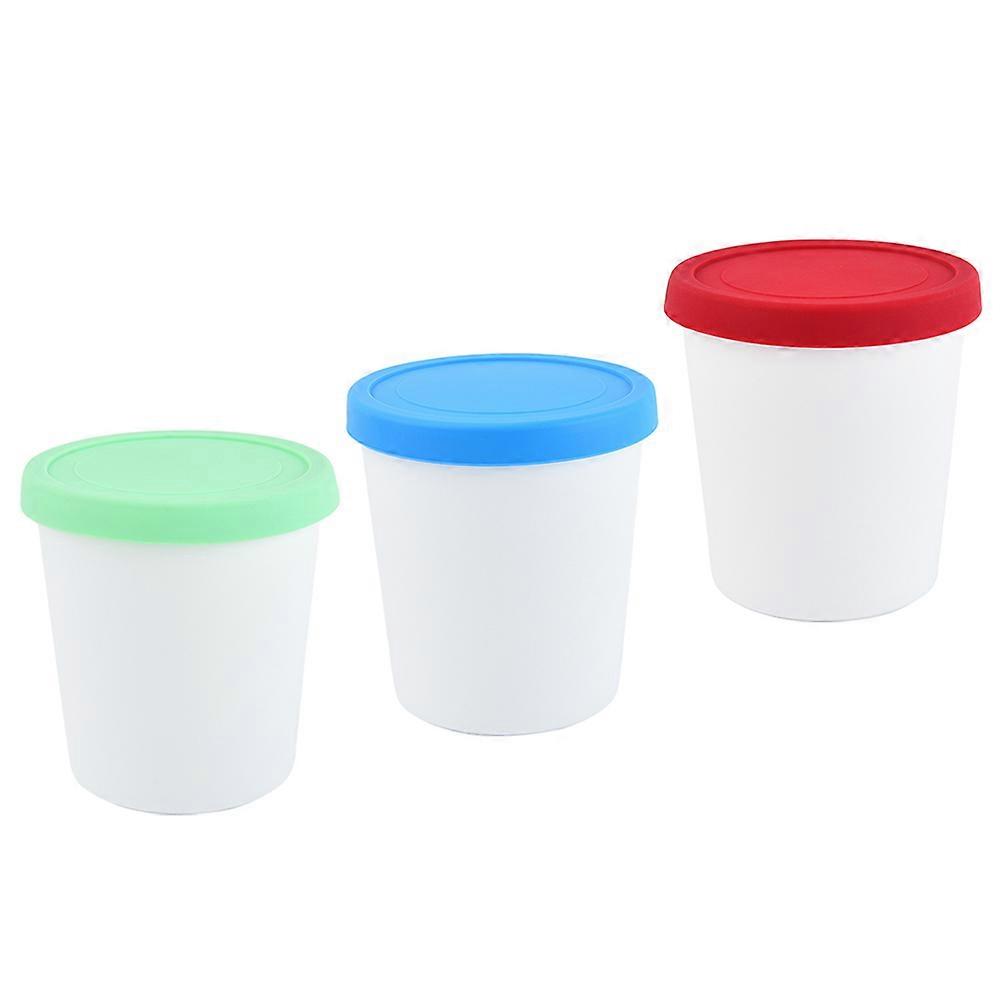 3pcs Ice Cream Buckets Round Containers For Freezer Storage And Leak Ice Cream Barrels For Home And Party Use