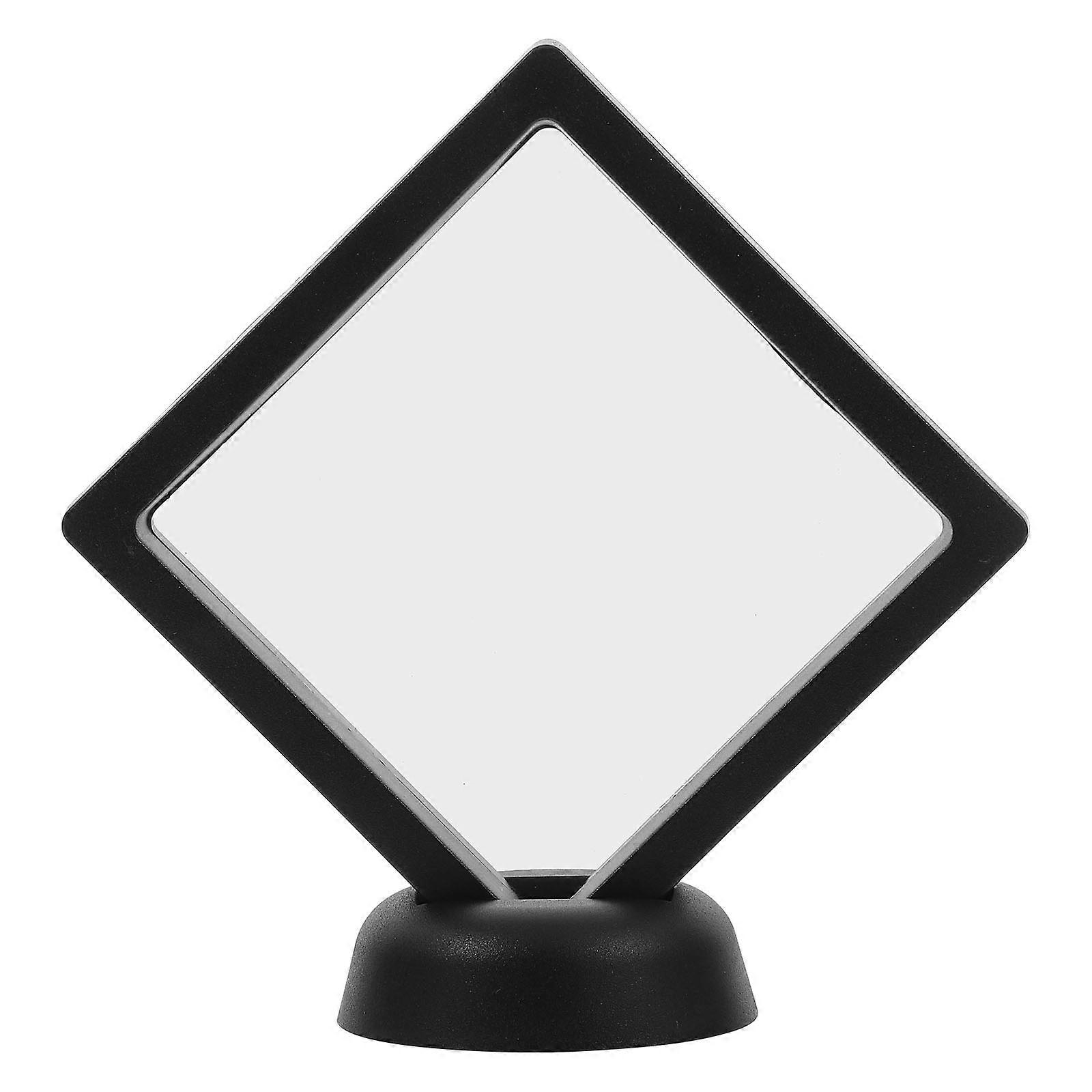 Floating Frame Jewelry Display Box, Transparent Coin Showcase with Round Base – Black, for Medals, Stamps, Memorabilia, Ideal for Jewelry Stores and