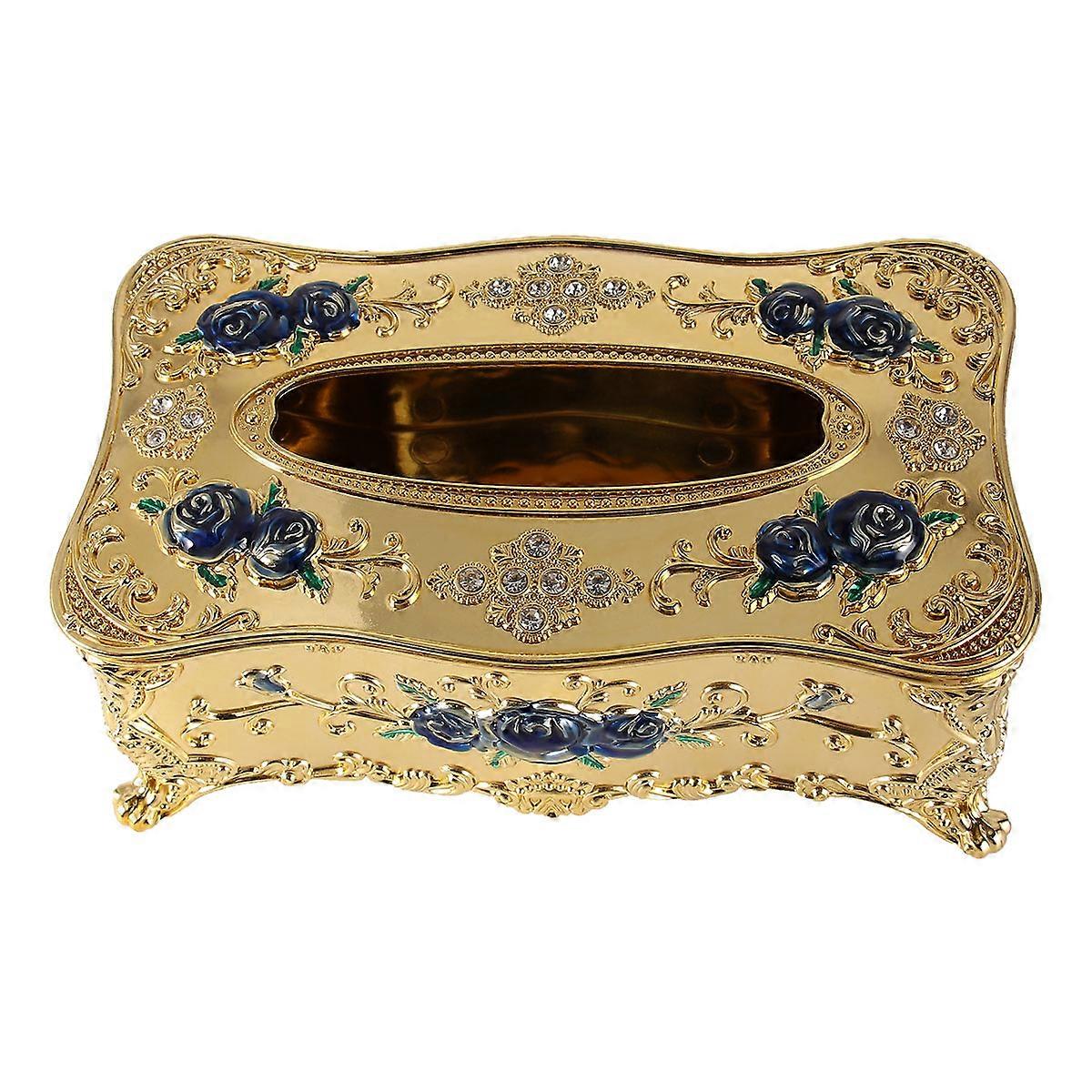 European Style Tissue Holder with Elegant Rose Pattern, High Grade Napkin Case for Home, Car, Cafe, Hotel Décor, Lightweight and Deformation Resistant