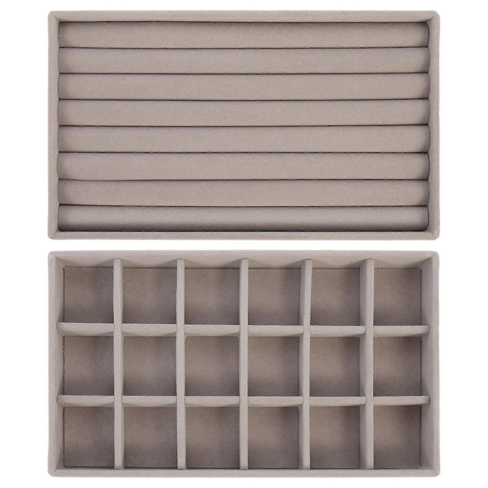 2pcs Stackable Jewelry Display Tray Organizer for Earrings Storage and Drawer Organization