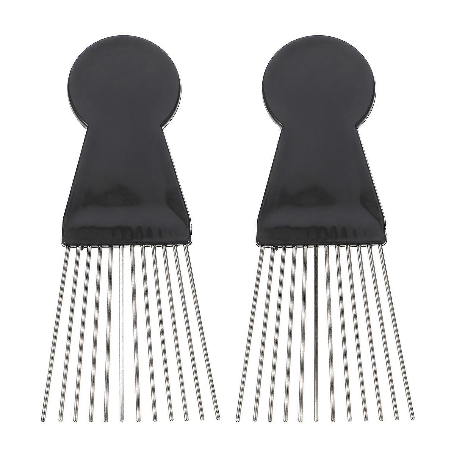 2pcs Afro Hair Pick Combs for Men Professional Styling Tool for Salon Use Gentle Scalp Massage Durable Steel Design