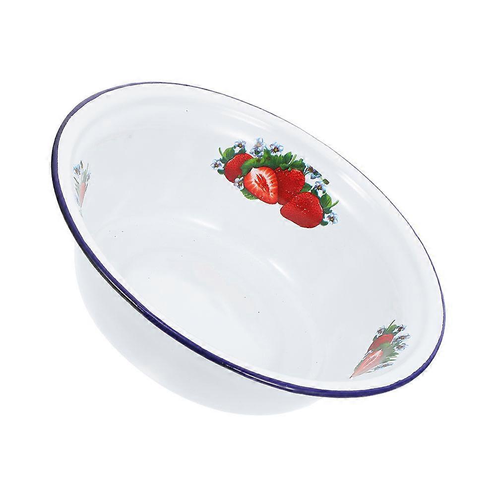 Vintage Enamel Bowl for Kitchen – Retro Deep Noodle Serving Basin, Easy Clean, Skid Design, Ideal for Food Storage and Spices – Enamelware
