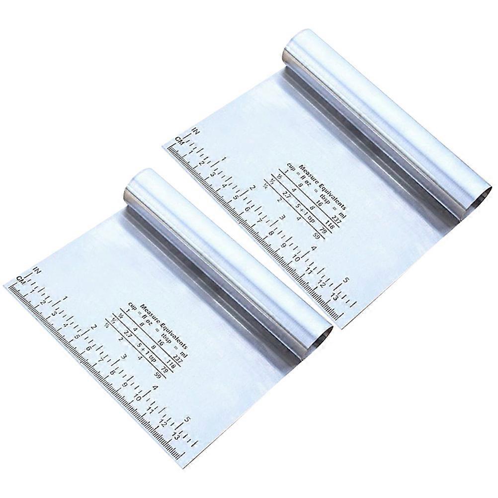 Stainless Steel Dough Cutter with Scale for Cutting Dough Sectioning Crusts and Chopping Veggies 2pcs Silver