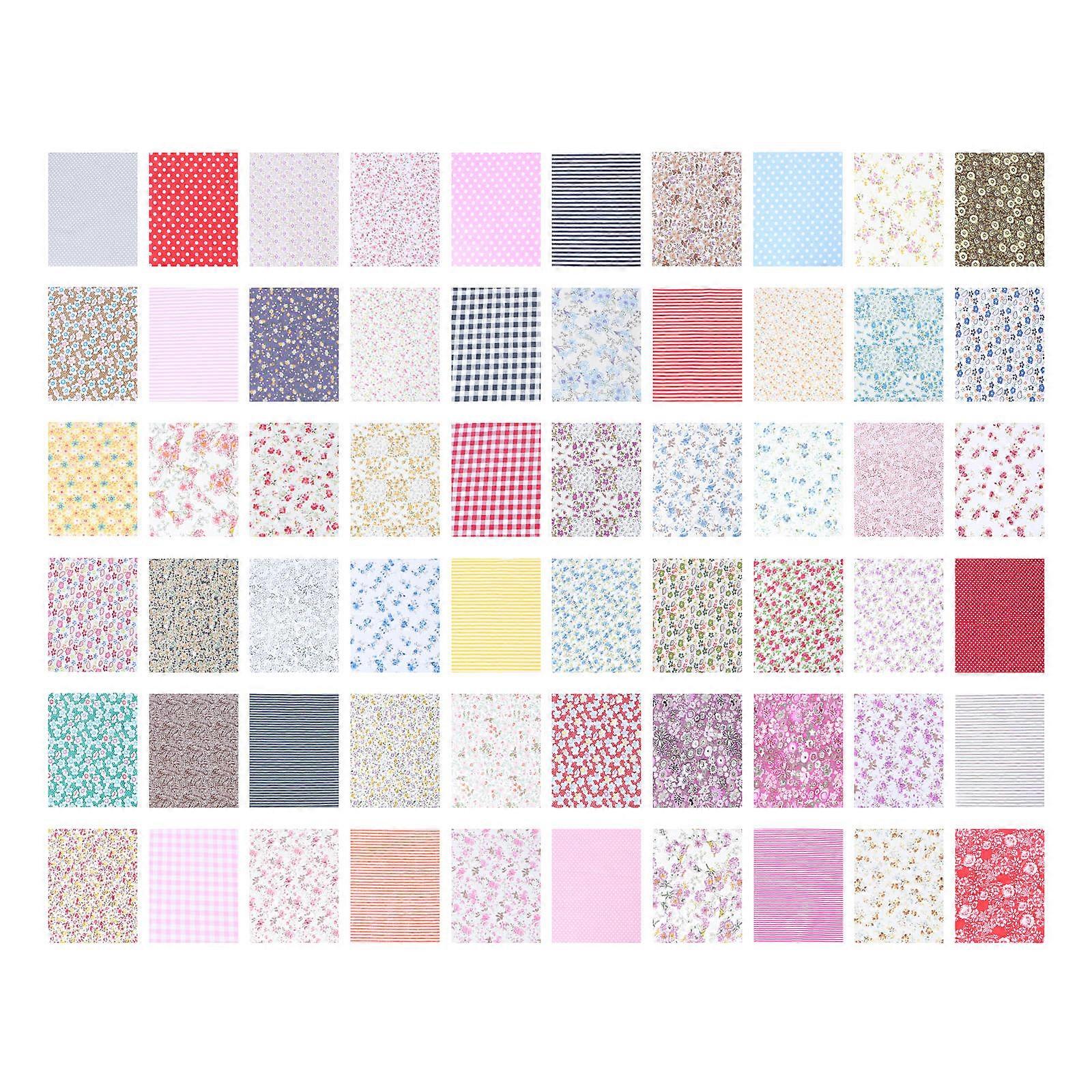 Floral DIY Patchwork Cotton Squares for Craft Use 60Pcs Assorted Color