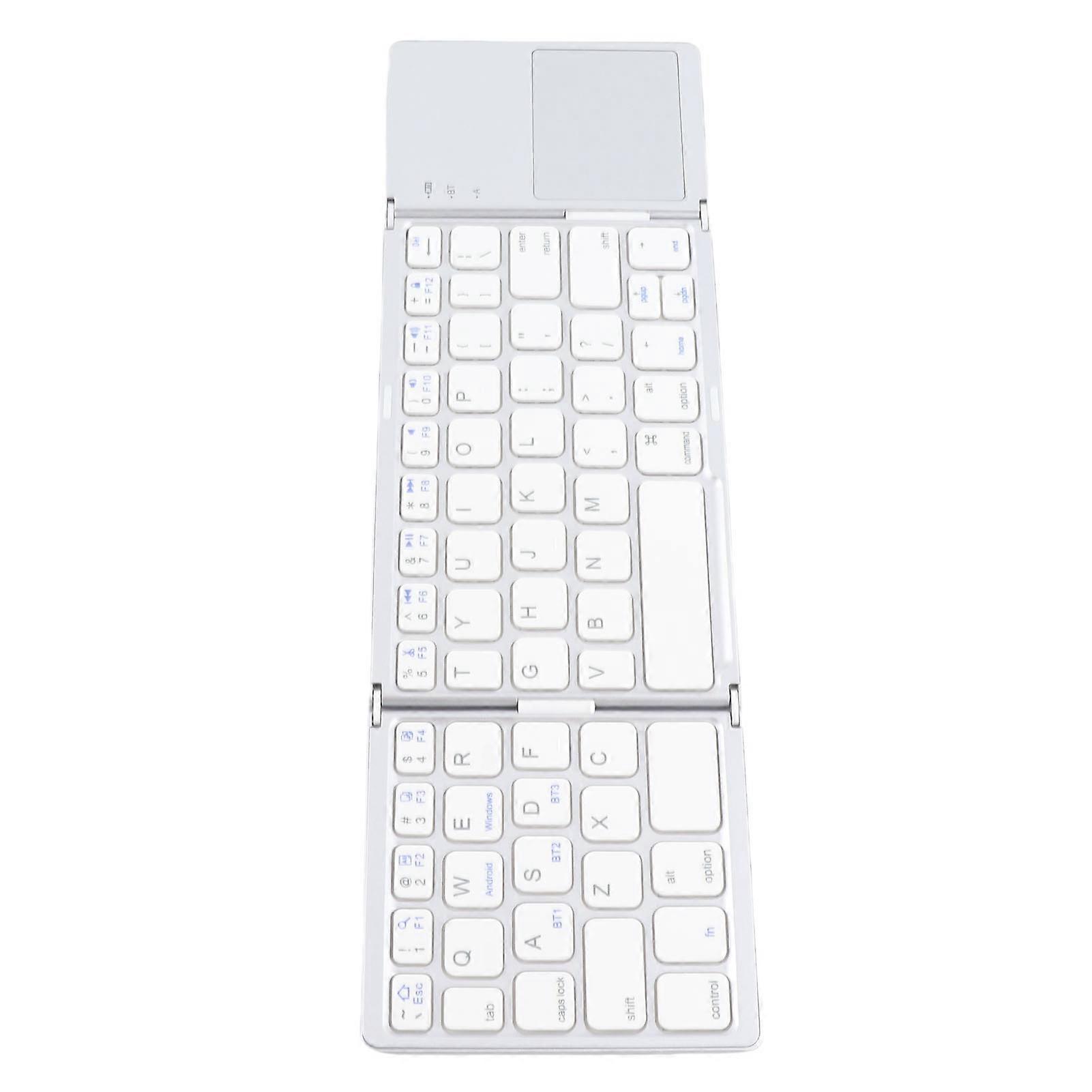 Foldable Bluetooth Keyboard 63 Keys Metal Ultra Thin Mini Folding Keyboard with Touchpad for Android