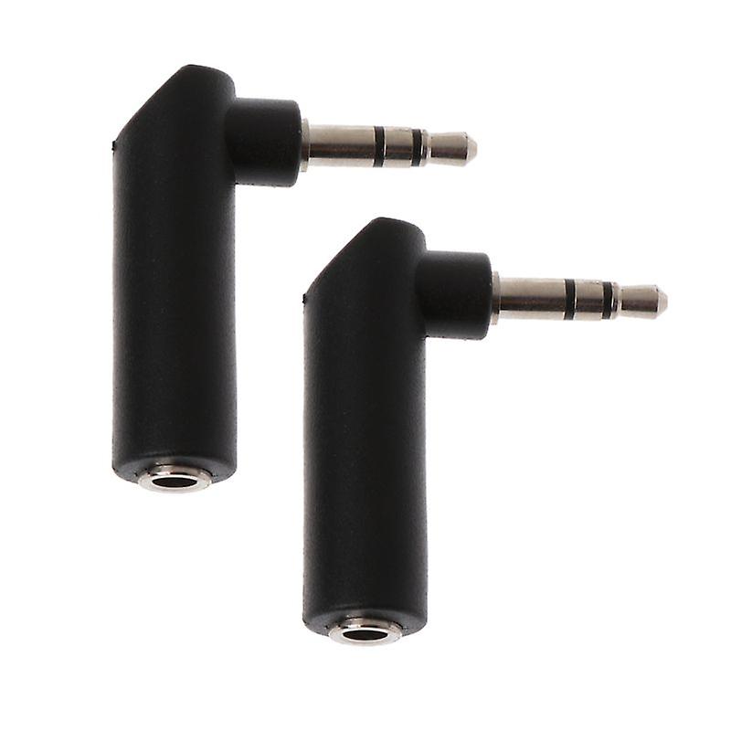 2pcs Gold Jack 3.5mm 3 Pole 90 Degree 