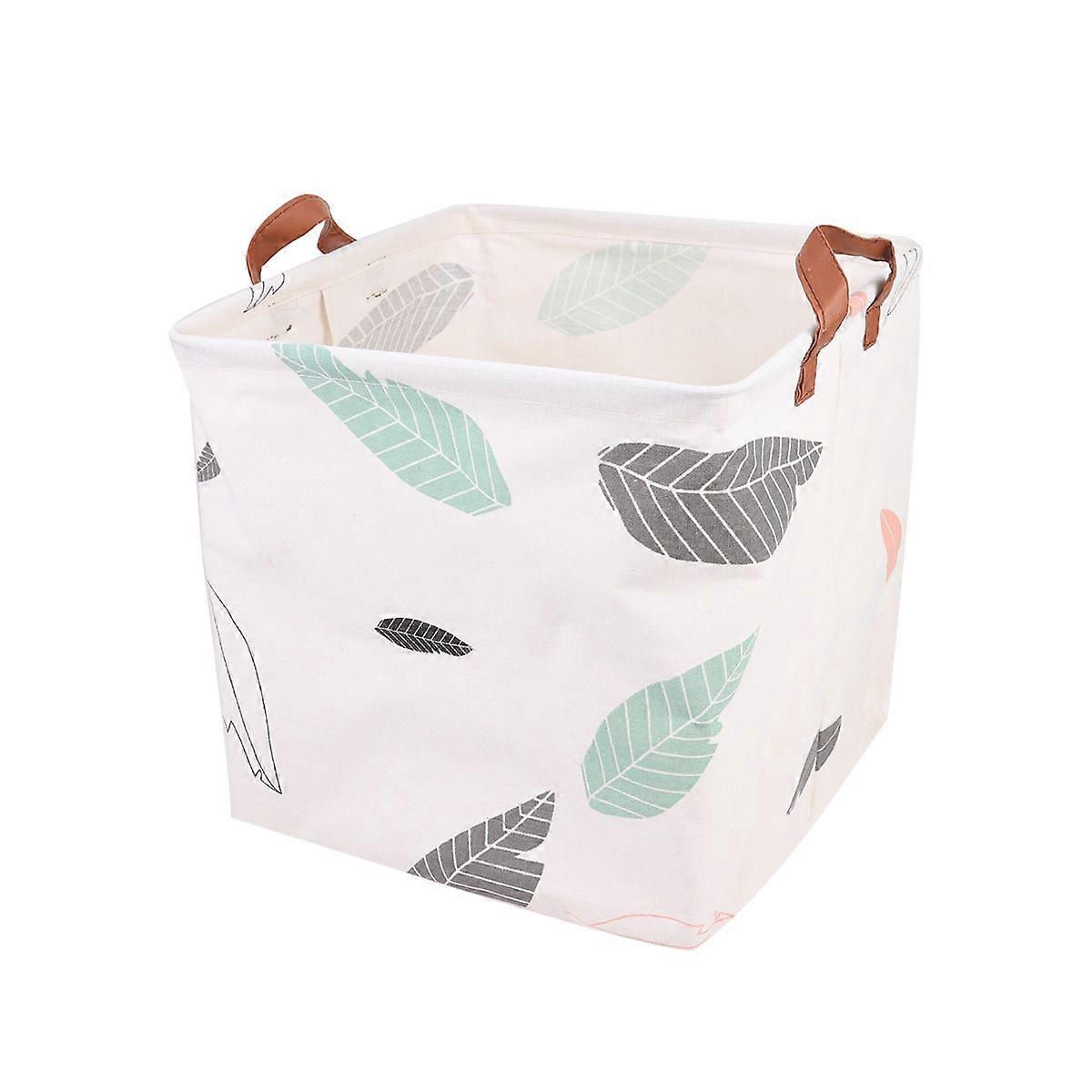 Collapsable Washing Basket Dirty Clothes Storage Cotton Linen Material Rectangular Shape Cartoon Style 1Pcs