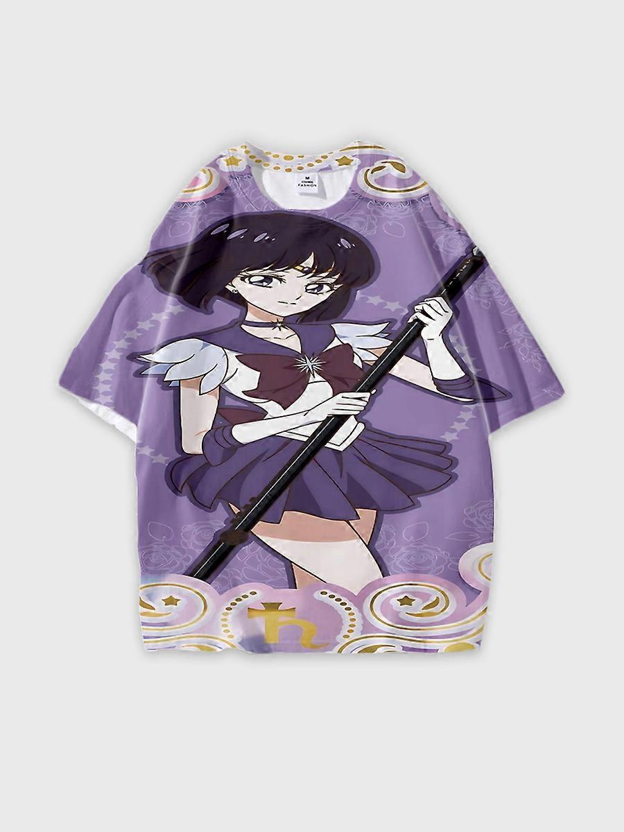 T-shirt round neck Role Pattern loose short sleeve D2279