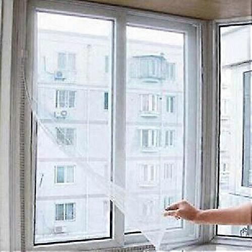Insect Fly Mosquito Window Net, Strong Velcro Tape, Cut to 130x150 cm, Easy Install (White)