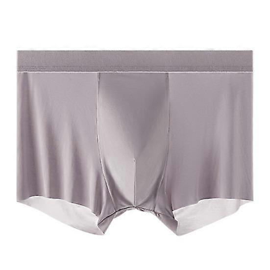 Men Ice Silk Boxer Briefs Mid-rise Waistband Ultra Silk Thin Ice Wide Shorts Underwear Solid Color U-convex Panties