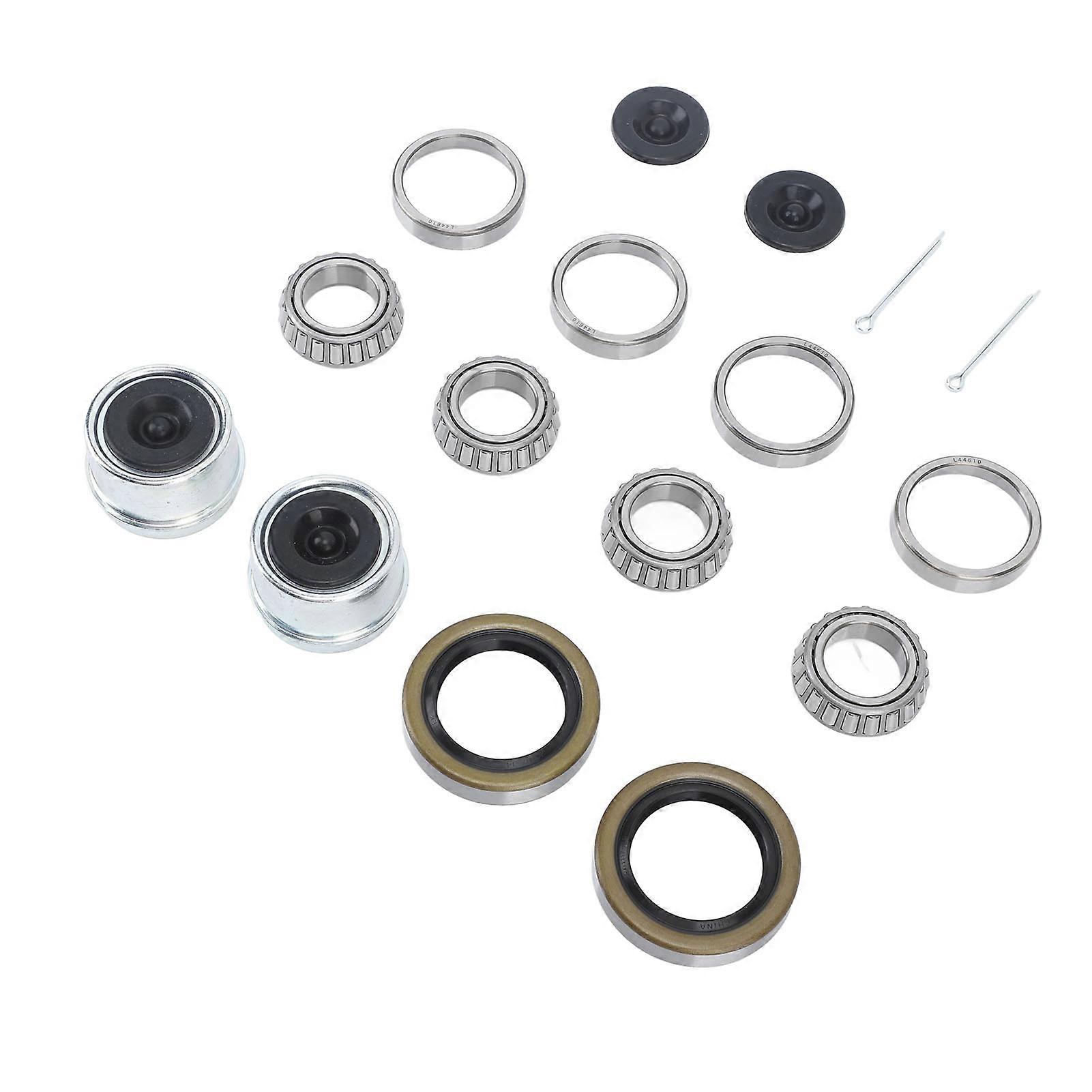 2 Sets Boat Trailer Axle Hub Wheel Bearing Kit Grease Seals 1.98in Dust Caps Fit for 1‑1/16in 2000 to 2200 Lbs Axle