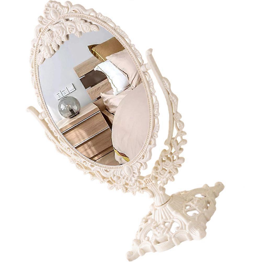 Desk Mirror Tiltable High Definition Reflection Glass Material Square Shape European Palace Style 1Pack