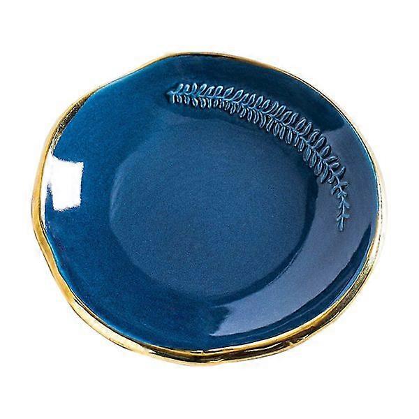 מחזיק טבעת מגש קערת תכשיטי קרמיקה, קערת תכשיטים דקורטיבית קטנה לטבעות שרשרת עגילים, מתנה, 4 אינץ ', כחול