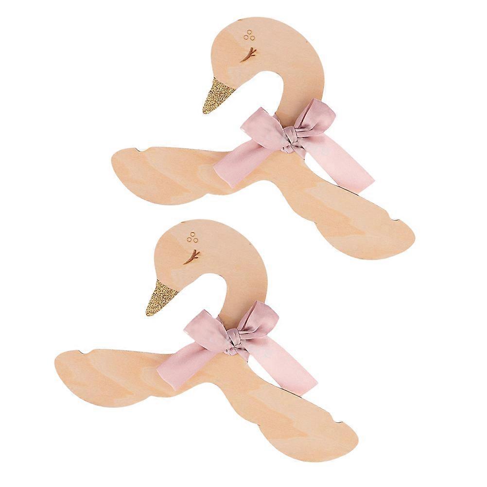Wood Swan Clothes Hangers for Pack Cute Coasters Bedroom Coat Rack with Bowknot, Space Saving & Wrinkle Free Design, Random Color