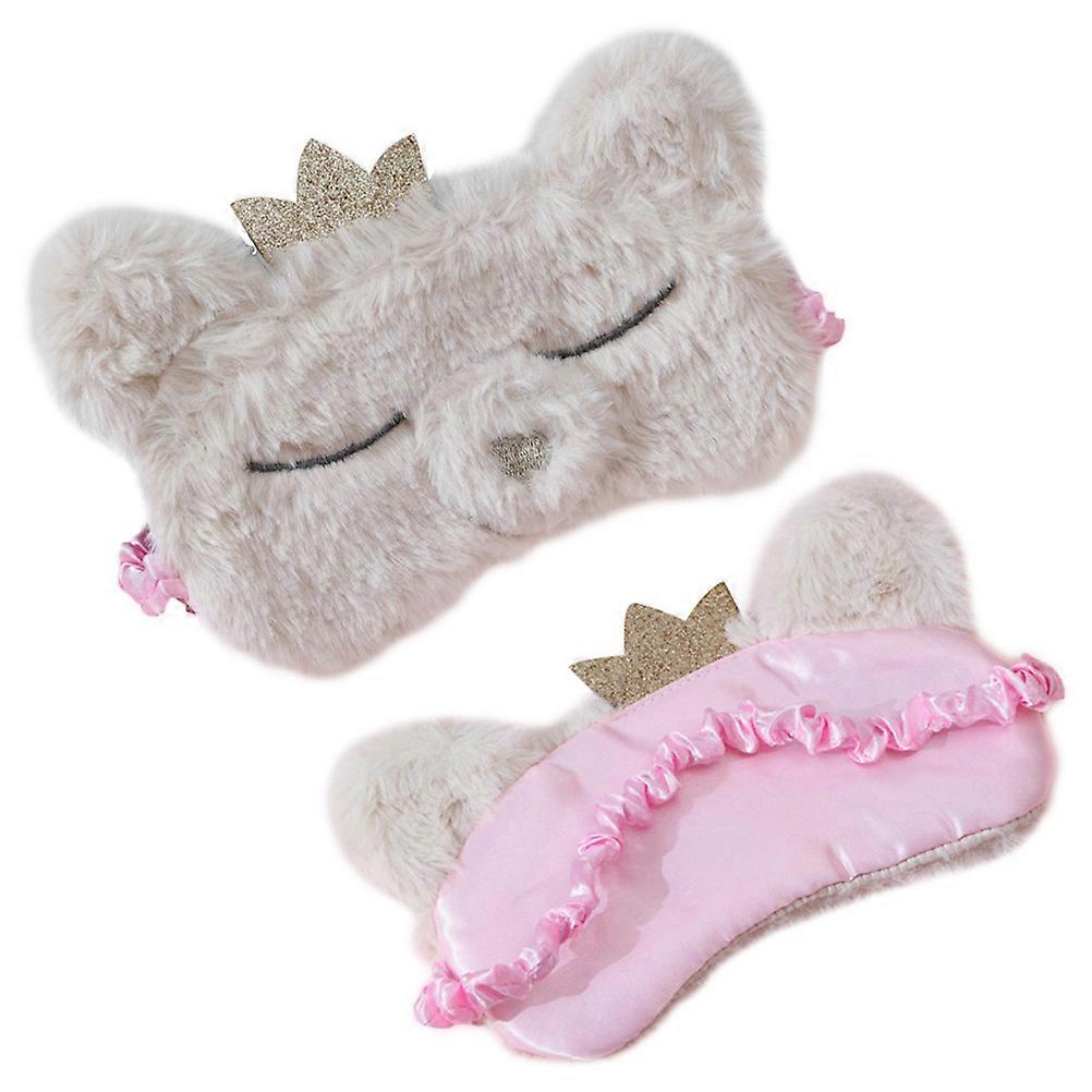 Plush Eye Mask 2Pcs Adorable Design Perfect For Office Workers And Students 20X9Cm Stress Relief