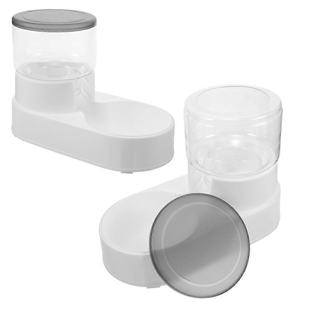 Automatic Pet Feeder with Water Dispenser for Cats and Dogs in Light Grey plastic 2pcs