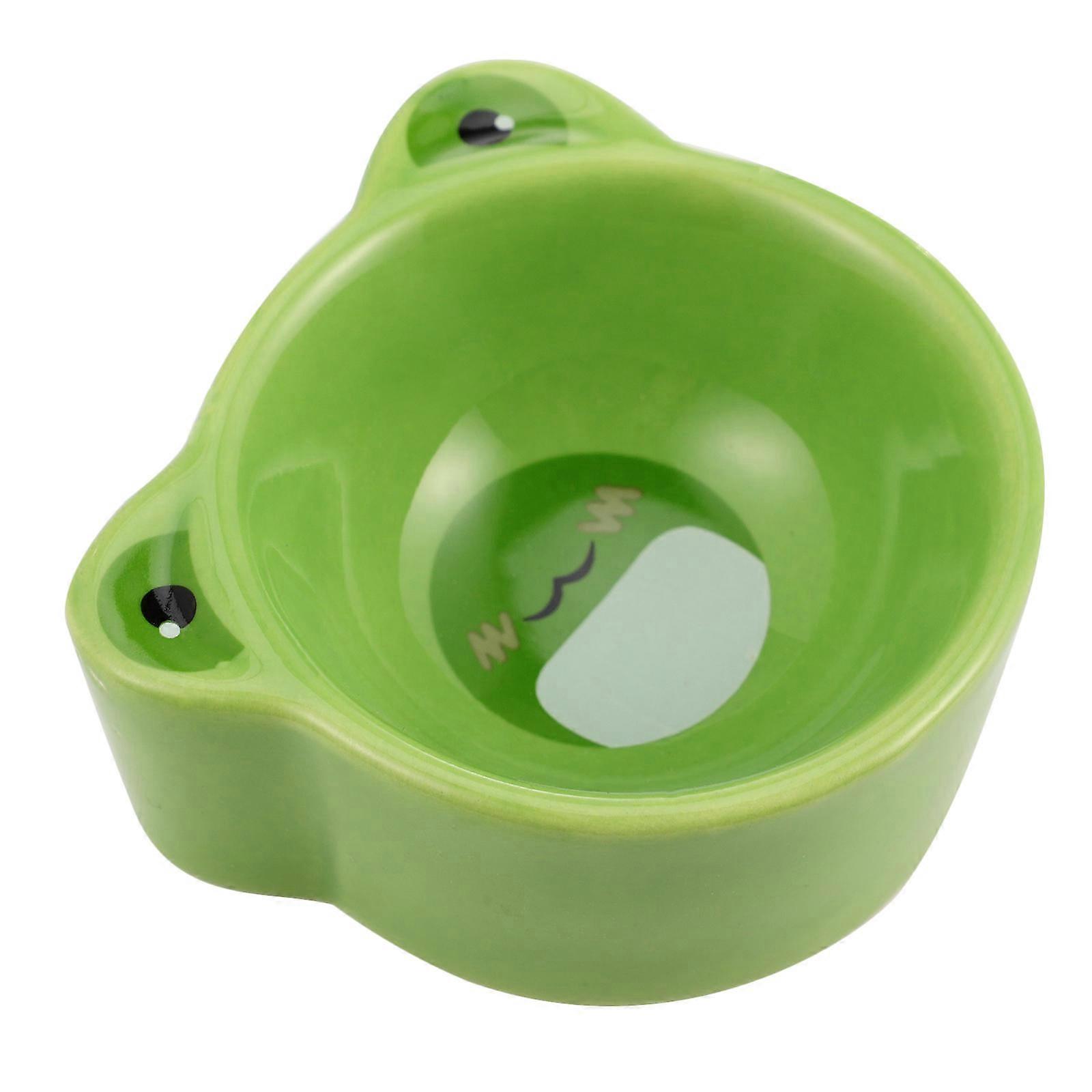 Small Pet Bowl Frog Shape Suitable For Hamster Owners Green Prevent Tipping Over 1Pack