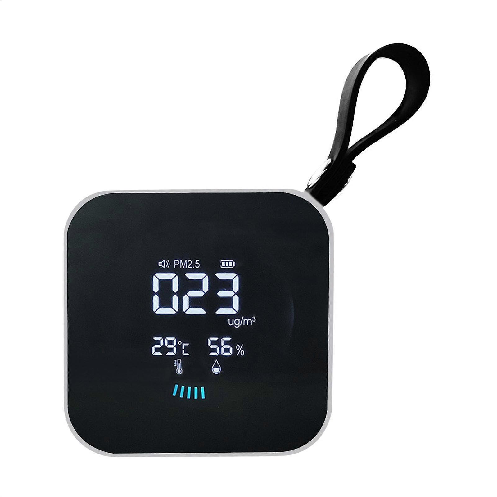 PM2.5 Detector, Air Detector, Portable LED Humidity Meter with Strap, Multipurpose Humidity and Temperature Detector for Bedroom, Living Areas, Silver