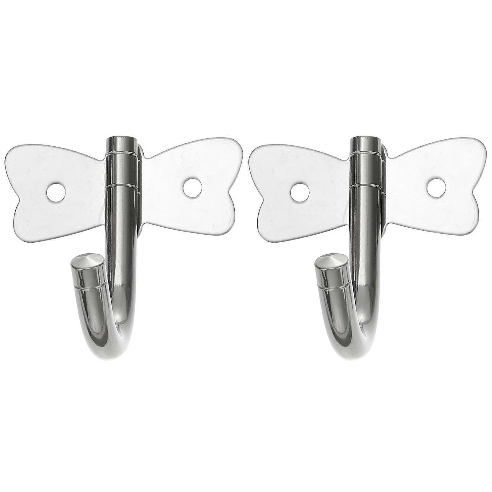 Stainless Steel Wall Mounted Coat Hooks for Storage Silver Dragonfly Shaped 2pcs