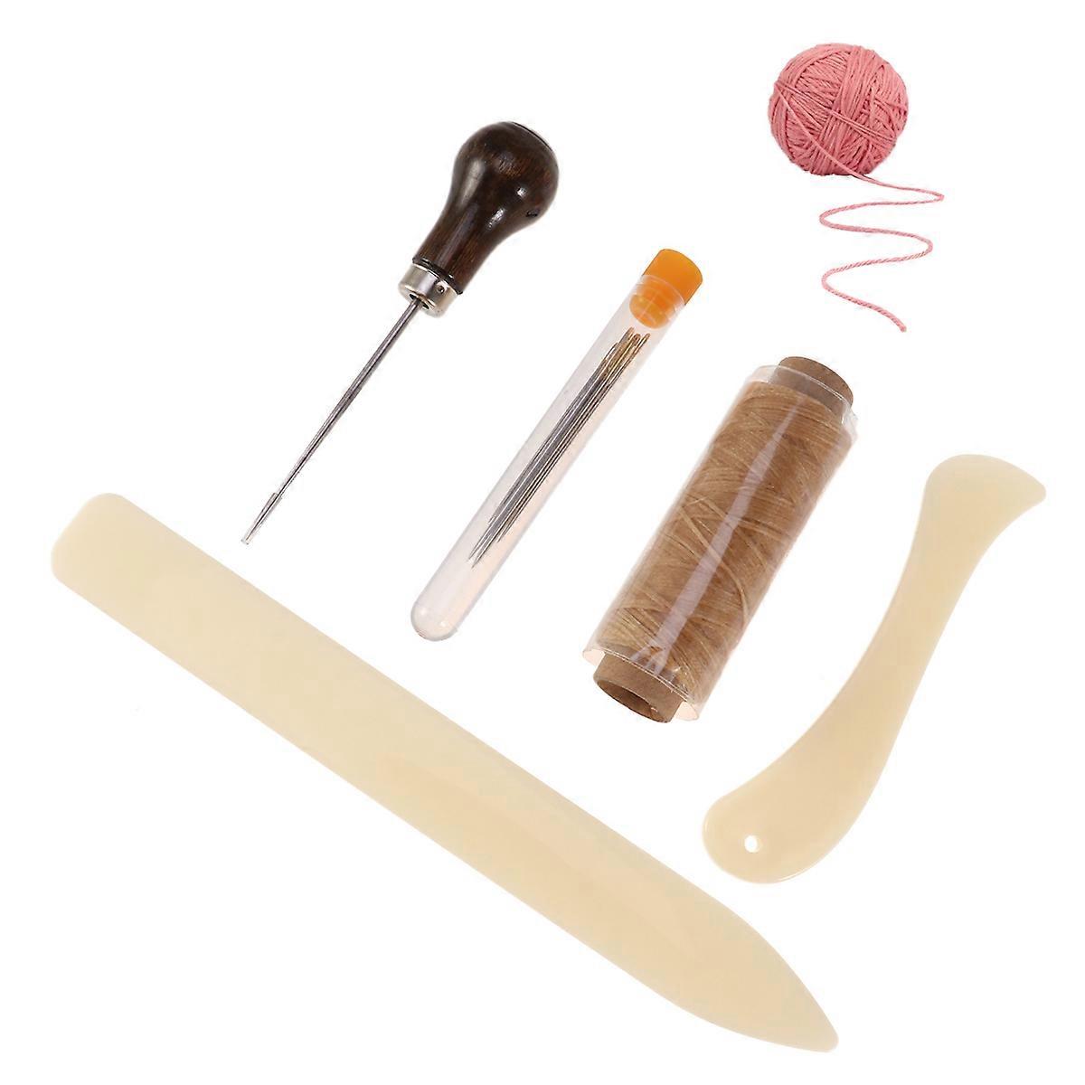 Bookbinding Tools Set with Metal Bone Folder Creaser Waxed Thread and Needles for DIY Books 11 Pieces