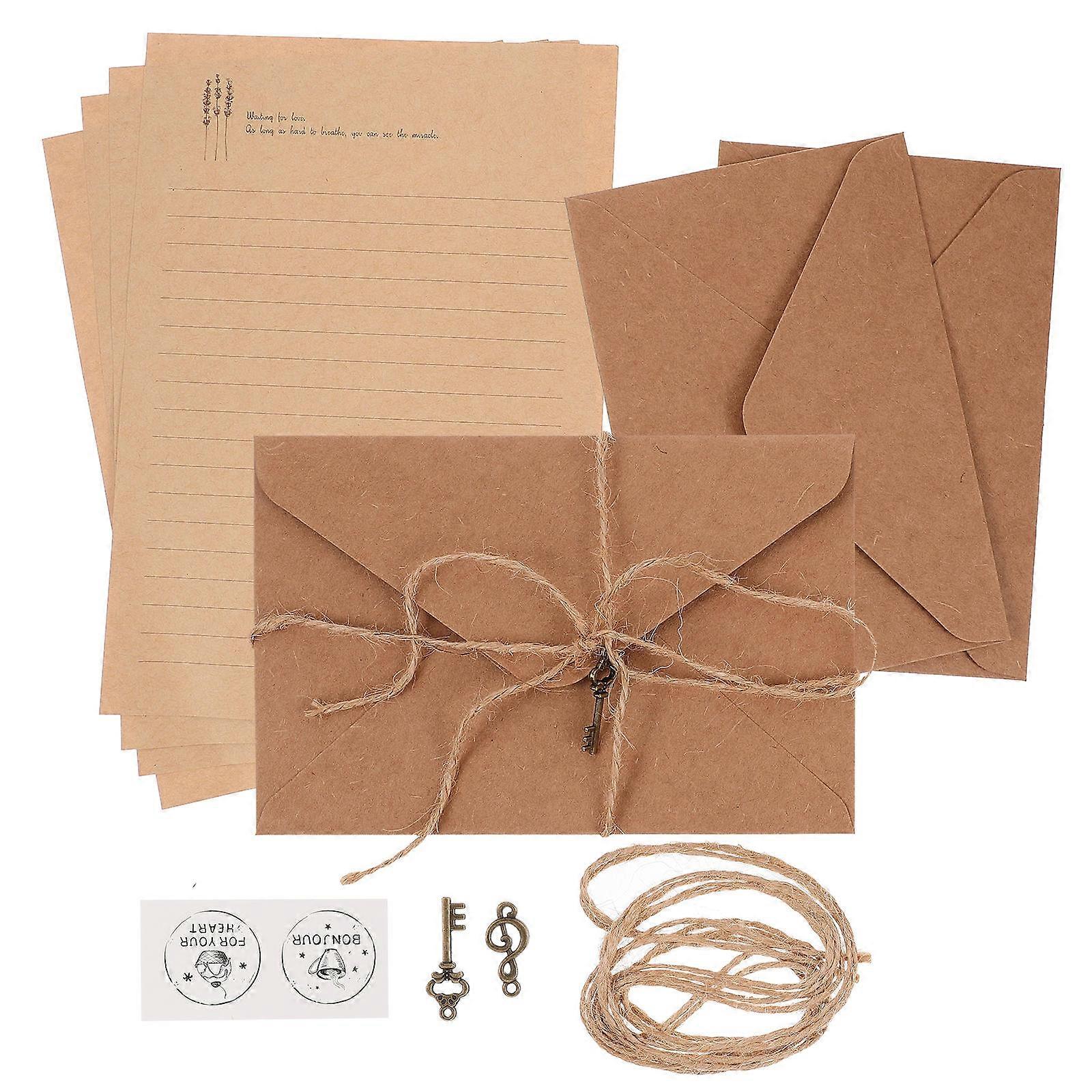 Vintage Style Portable Writing Set 2PCS Letter Paper & Envelopes for Travelers, Blank Inserts for Notebooks, Retro Design for Creative Expression
