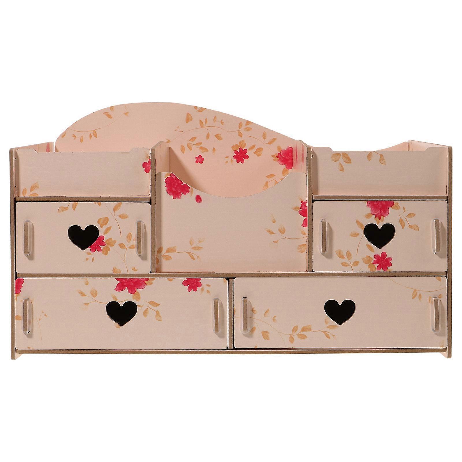 Pink Multipurpose Drawer Type Storage Box for Cosmetics and Daily Necessities with Synthetic Material 1pc