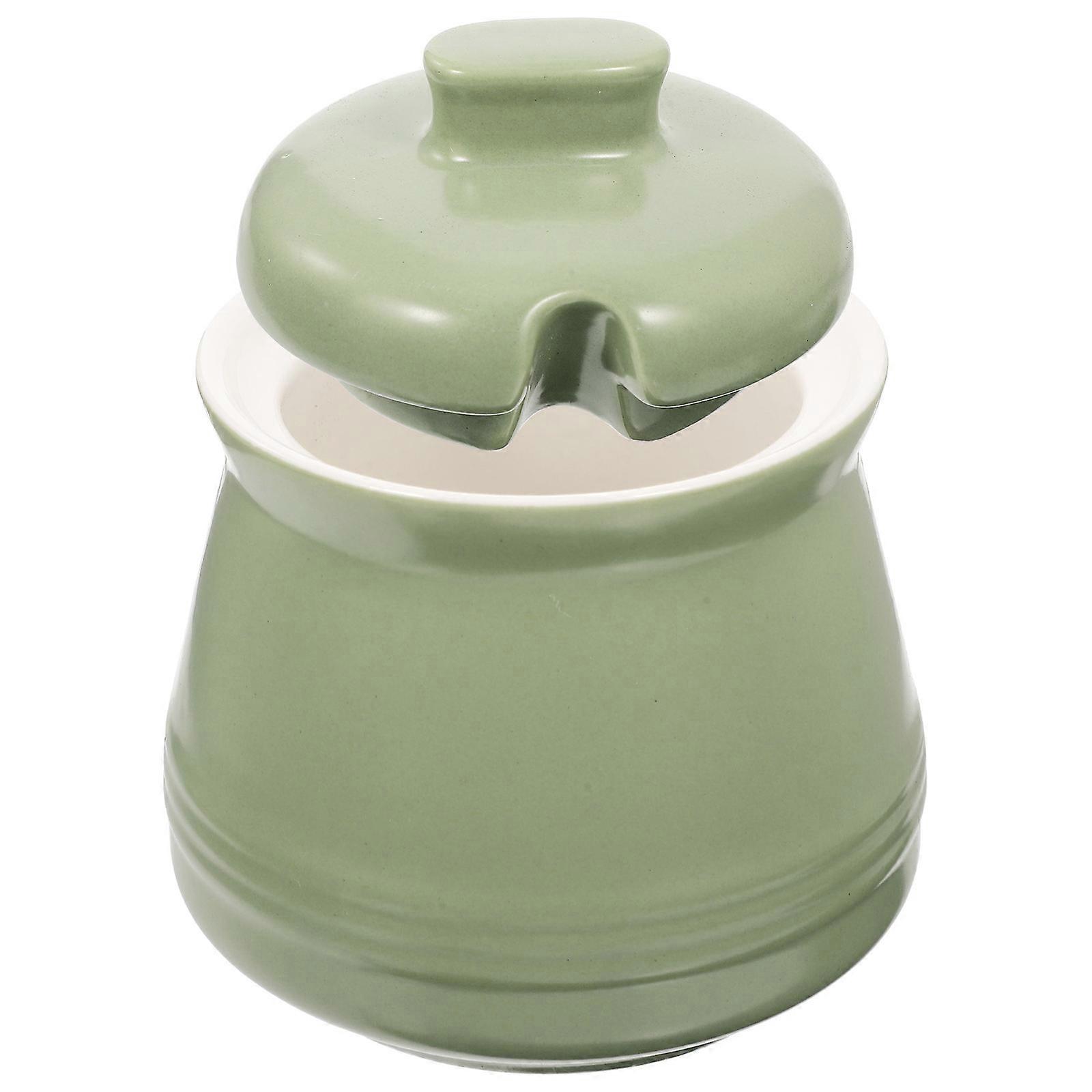 Ceramic Salt Storage Jar with Spoon and Lid – Elegant Condiment Container for Kitchen, Home, Restaurant, Café, and Buffet Use