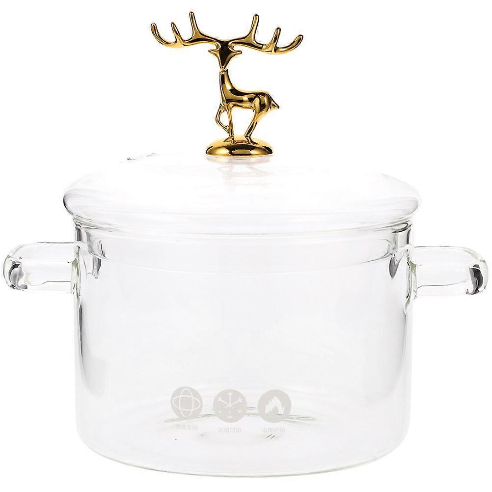 High Borosilicate Glass Stew Pot with Lid for Cooking Baby Food Soups and Noodles Transparent 3L