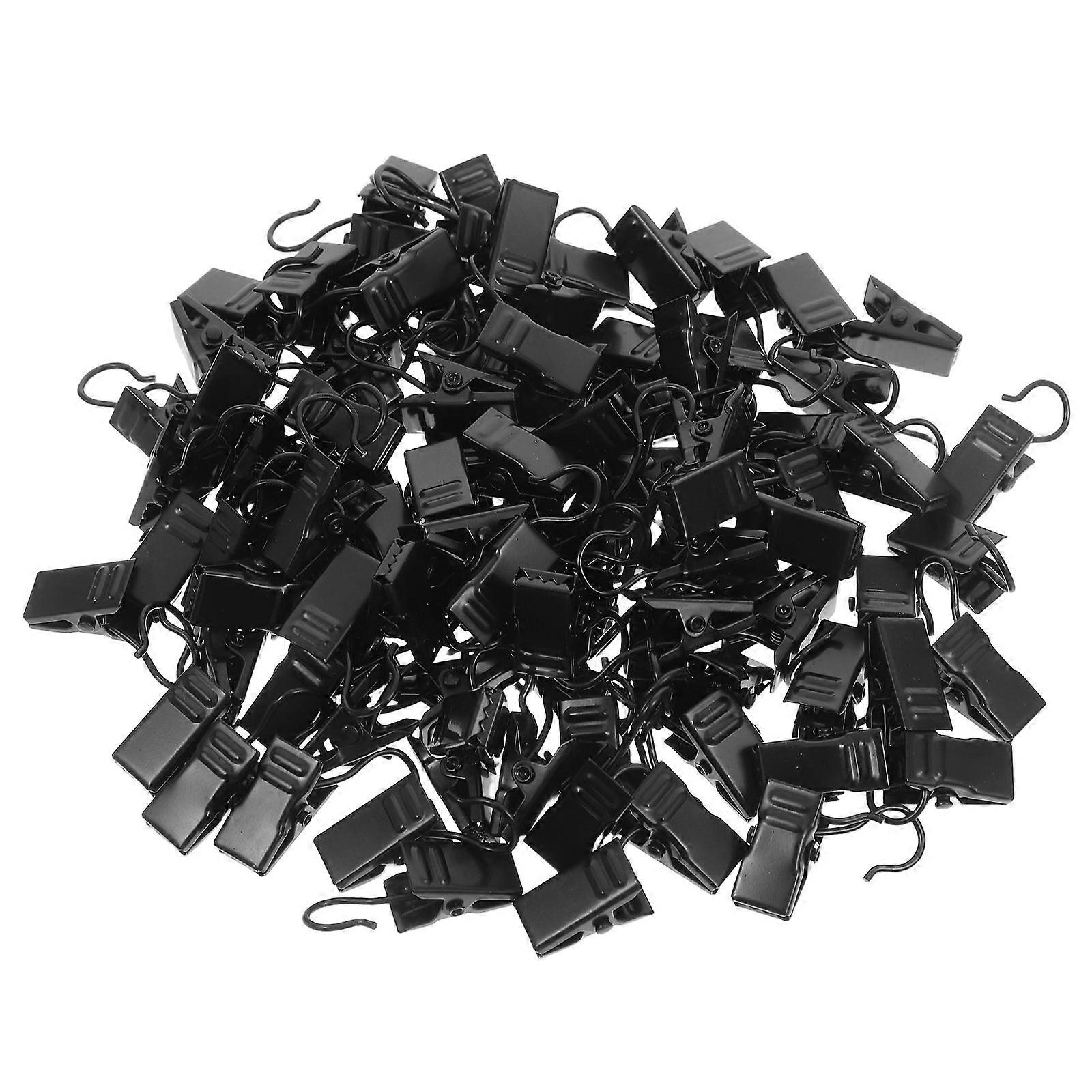 Curtain Hanging Clips 100Pcs For Home Use Minimalist Design Black Iron Material With Versatile Functionality