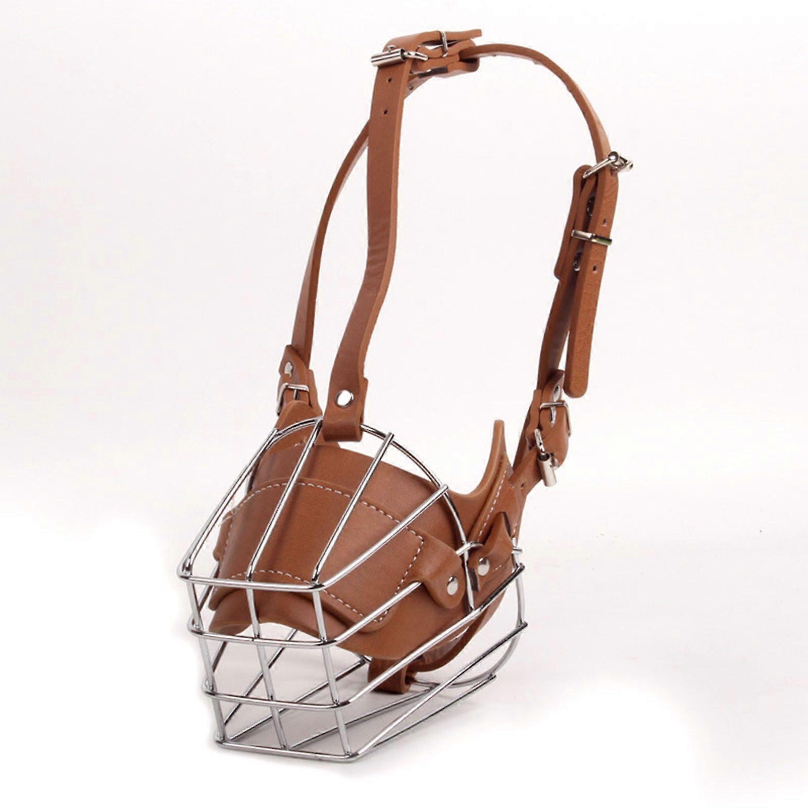 Muzzle for Large Dogs, Breathable Basket Muzzle, Adjustable Straps, Metal Hardware, Size Small Medium XXL, Brown