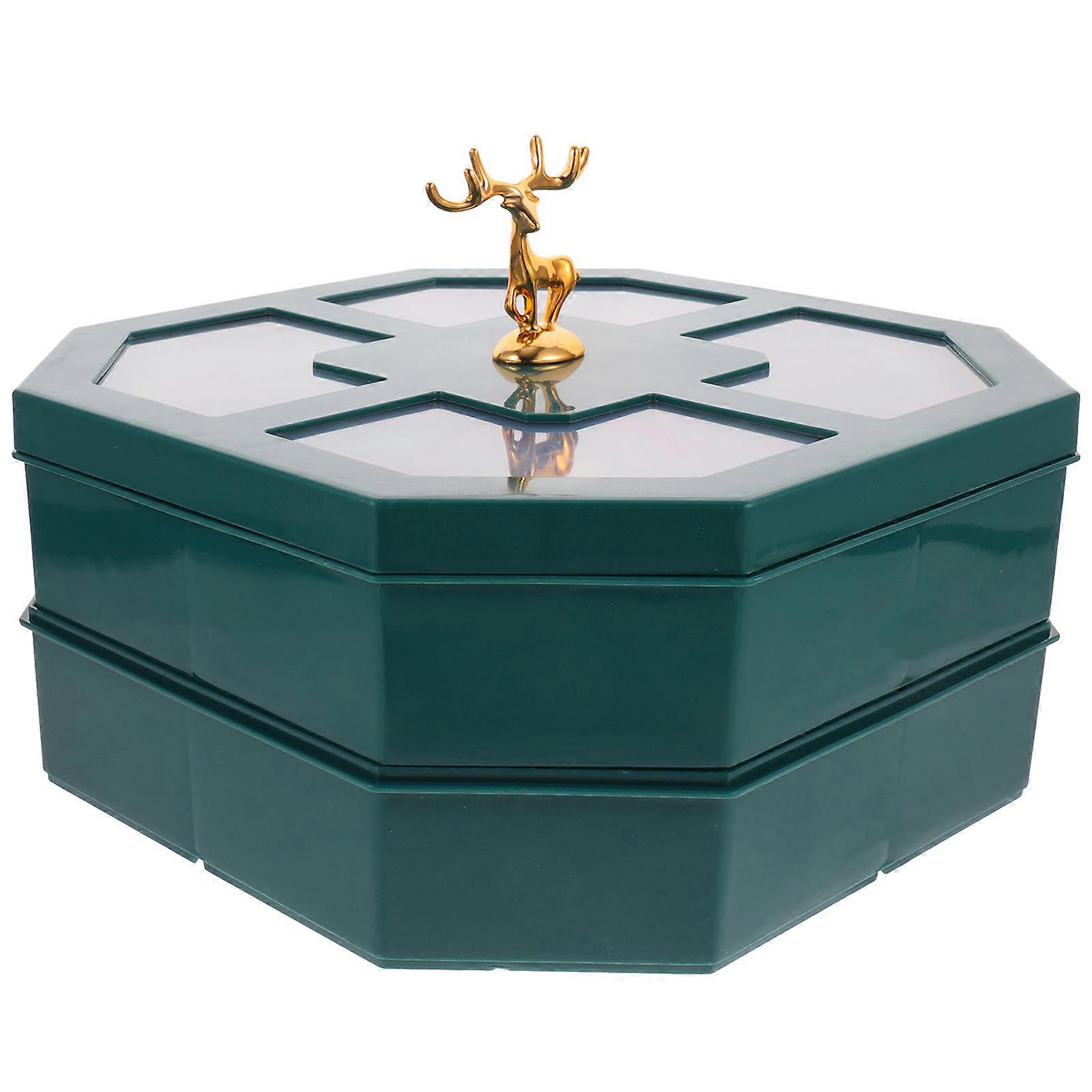 Multi Grids Snack Serving Box Portable Snack Box For Home Use Plate Barbecues And Family Gatherings In Green 1Set