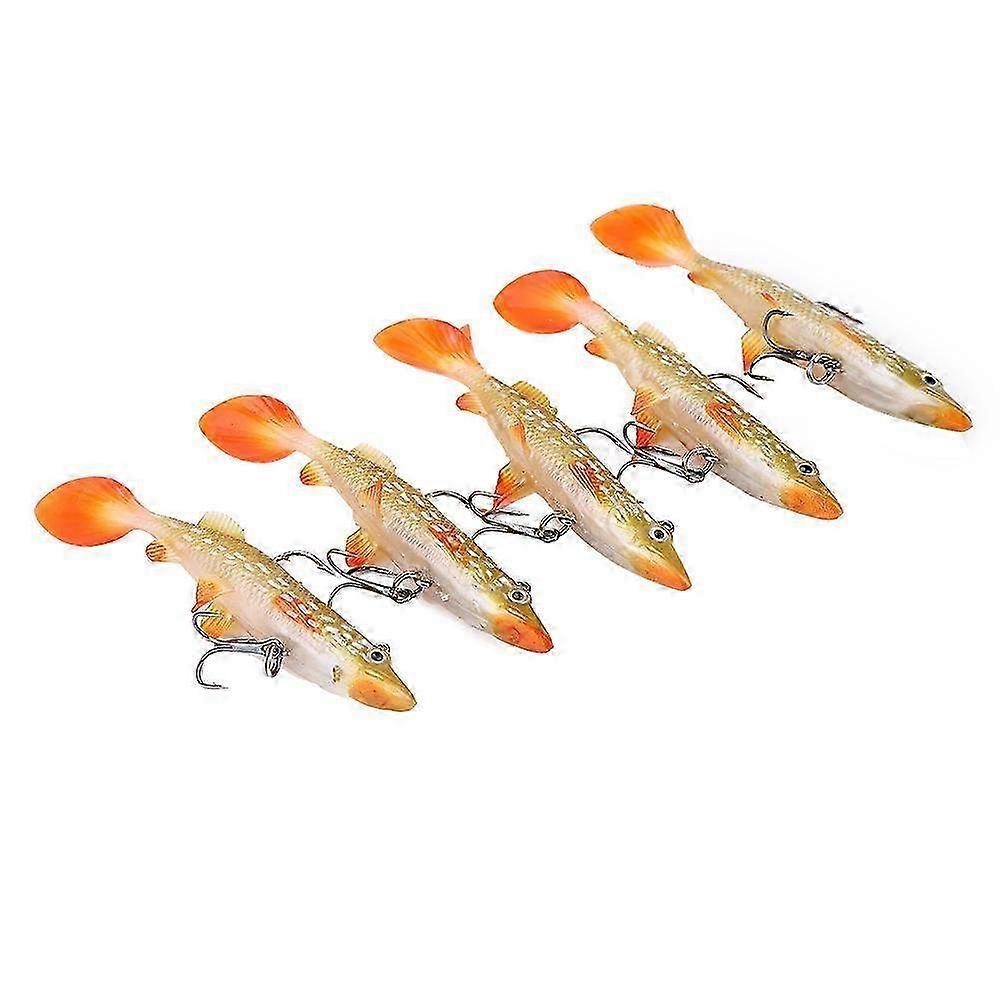 5pcs Soft Bait Fishing Lures with Sharp Hooks for Bass, Realistic Artificial Baits for Freshwater and Saltwater Fishing Tackle
