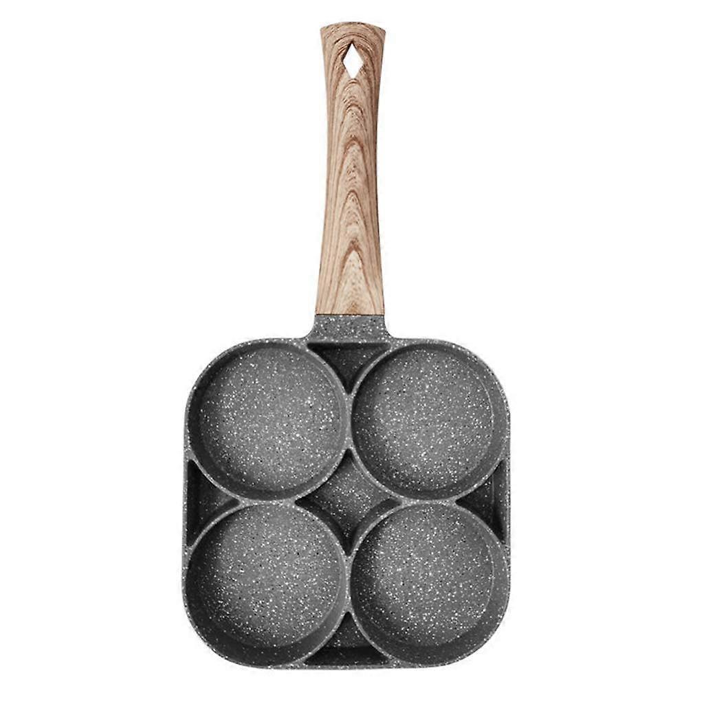 Western Style 4 Hole Burger and Pancake Pan with Wooden Handle