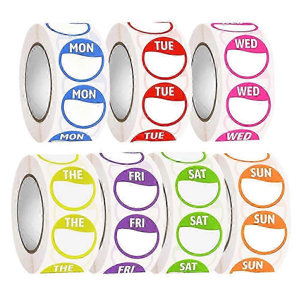 7 Rolls of Weekdays Adhesive Labels, Sticky Weekday Labels and Adhesive Weekday Stickers