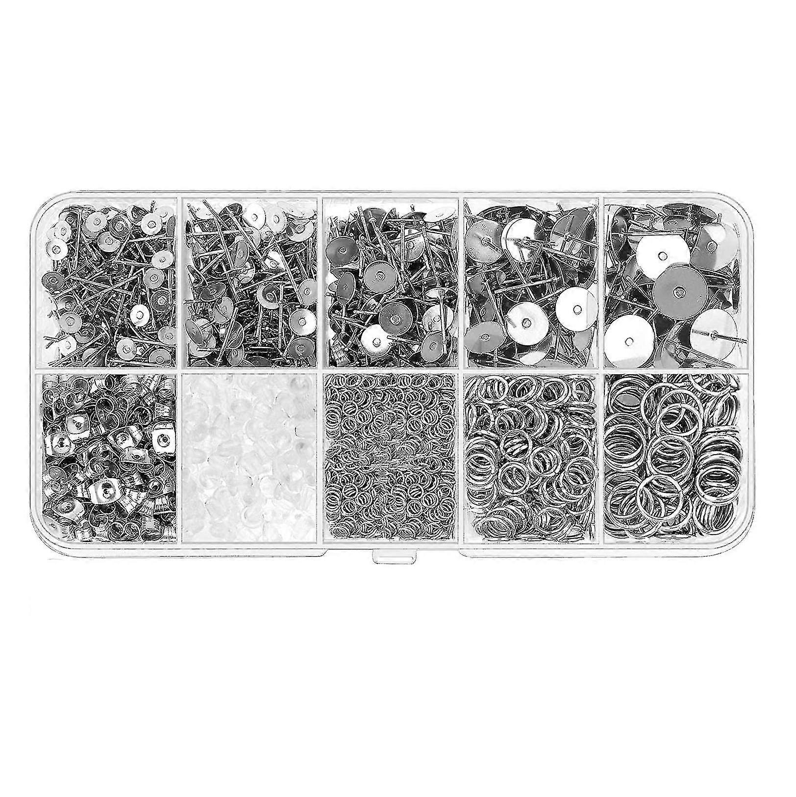 1650pcs Earring Posts & Backs, DIY Earring Making Supplies Kit for Stud Earring Backs