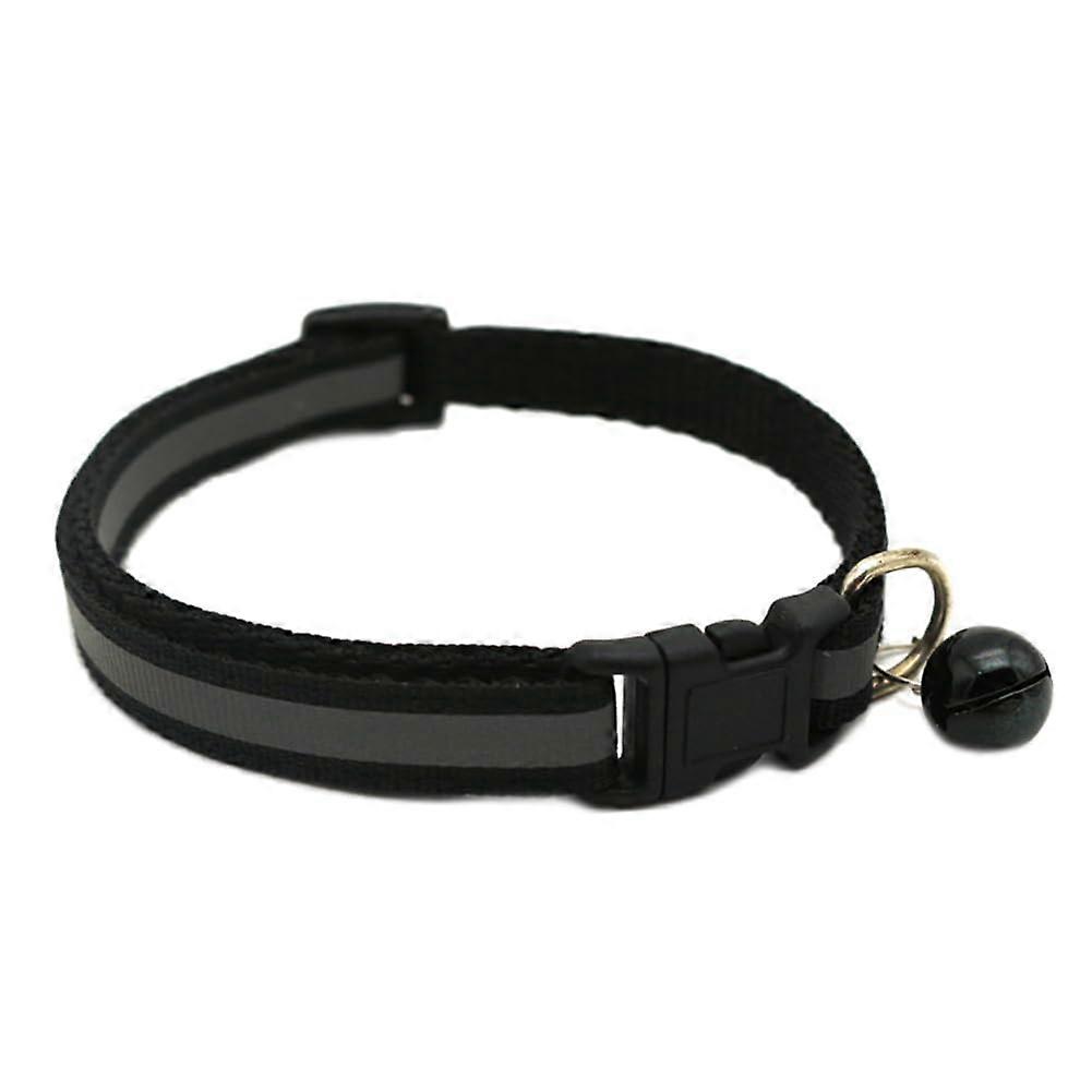 Reflective Cat Collar with Safety Bell for Night Visibility and Comfort - Black