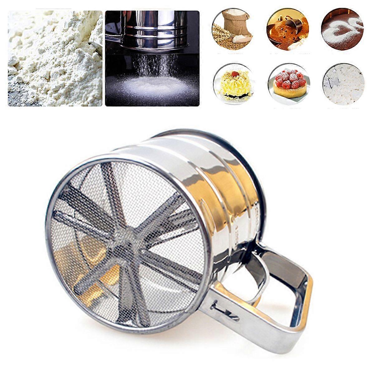 Cupulate Kitchen Flour Mesh Sieve Flour Sifter Stainless Steel Silver Net Sifting Strainer Cake Baking Powdered Sugar Filter Mesh